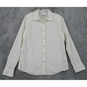 Ryan Michael Shirt Womens Large Silk Embroidered Western‎ Floral Pearl Snap Boho